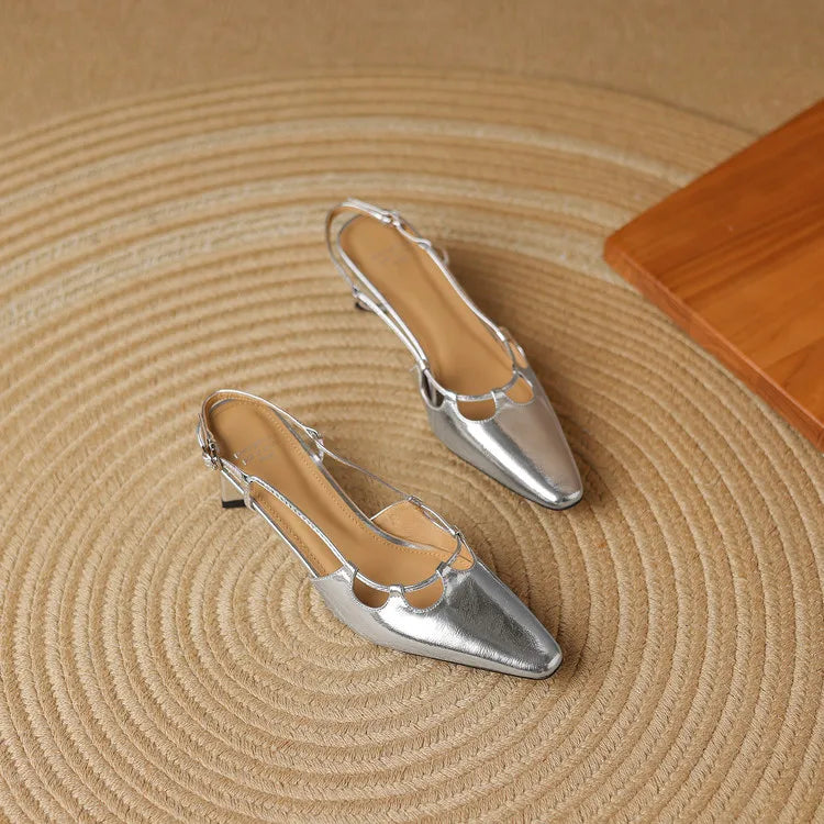 Anna-Berg | Genuine Leather Slingback Heels