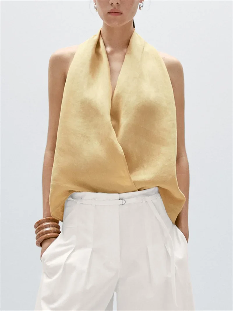 Anna-Berg | Natural Draped Linen Vest