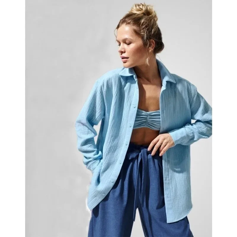 Anna-Berg | White Short-Sleeve Button-Up Cotton Shirt