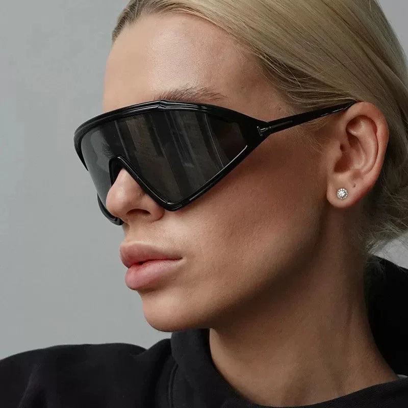 Anna-Berg | Black Angled Acetate Sunglasses