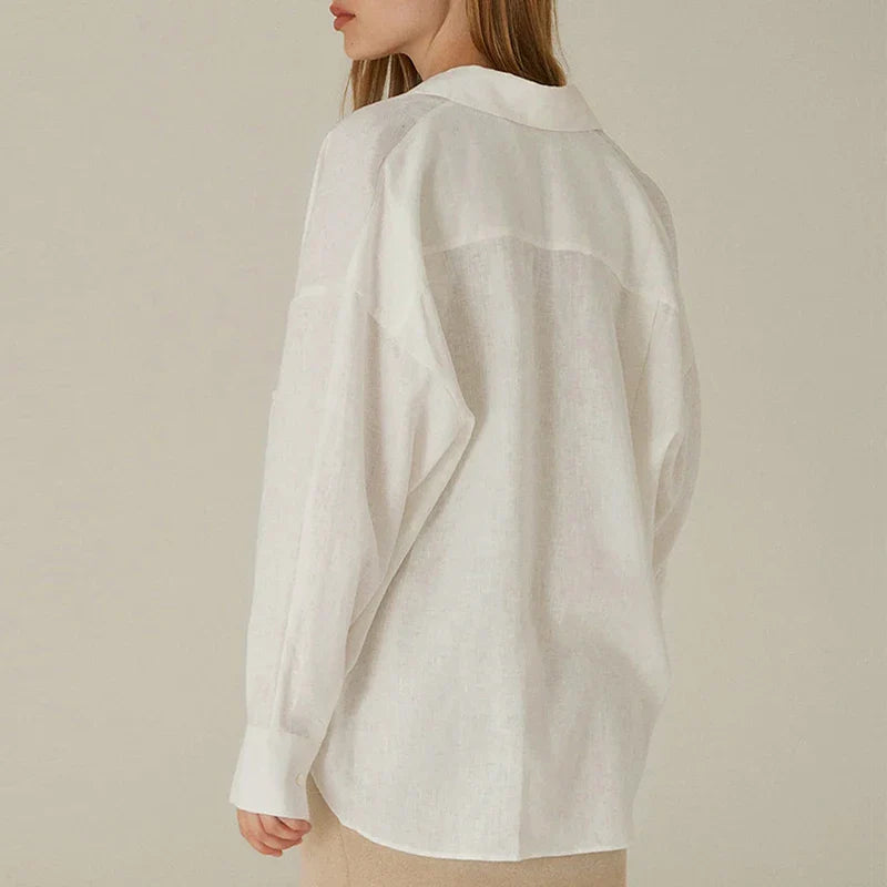 Anna-Berg | Natural Slit-Hem Linen Shirt