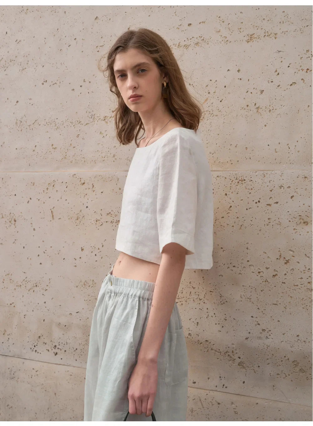 Anna-Berg | Boxy Cropped Linen Top