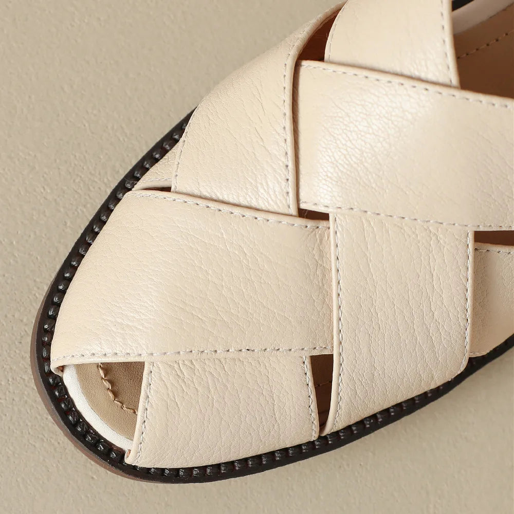 Anna-Berg | Woven Flat Leather Mule