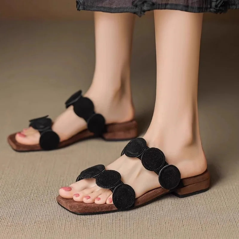 Anna-Berg | Black Croc-Embossed Pointed-Toe Leather Mules