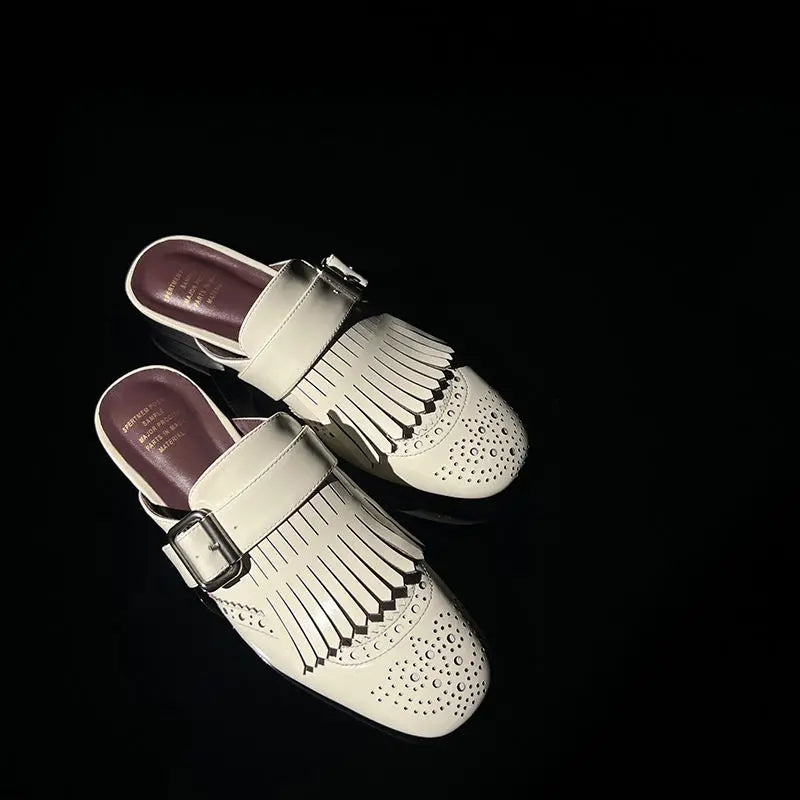 Anna-Berg | Fringe Slip-On Leather Loafers