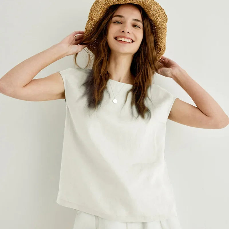 Anna-Berg | Petal Sleeve Linen Tee
