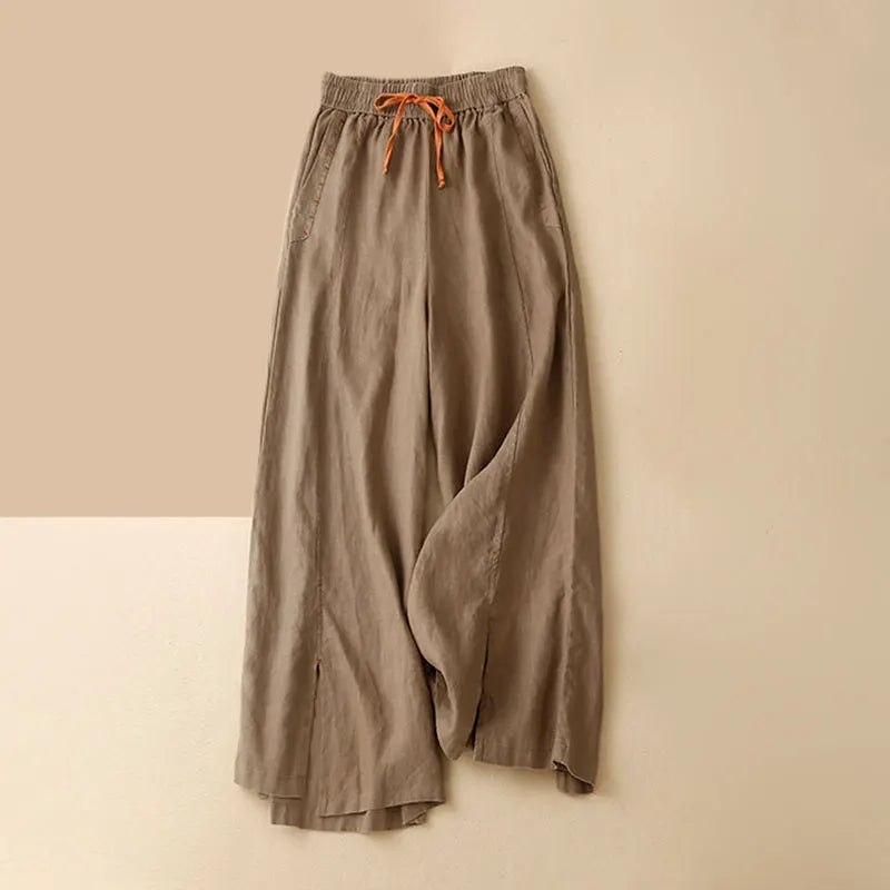 Anna-Berg | Black Drawstring Wide-Leg Cotton Pant