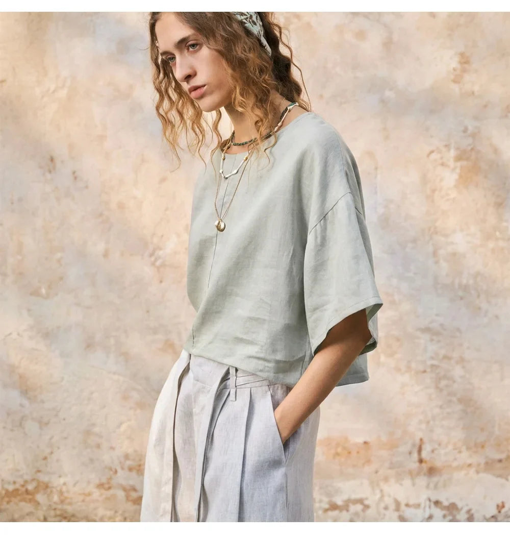 Anna-Berg | Flared-Sleeve Linen Pullover