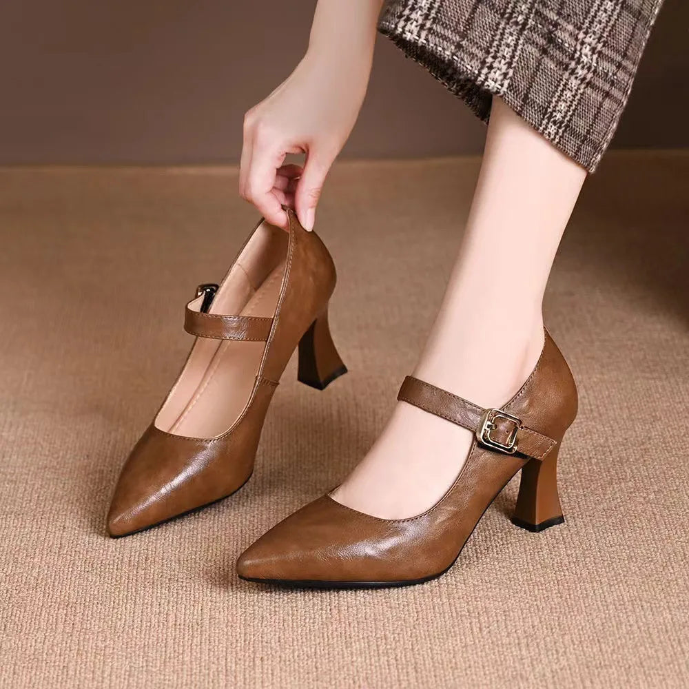 Anna-Berg | Elegant Pointed Toe Leather Heels