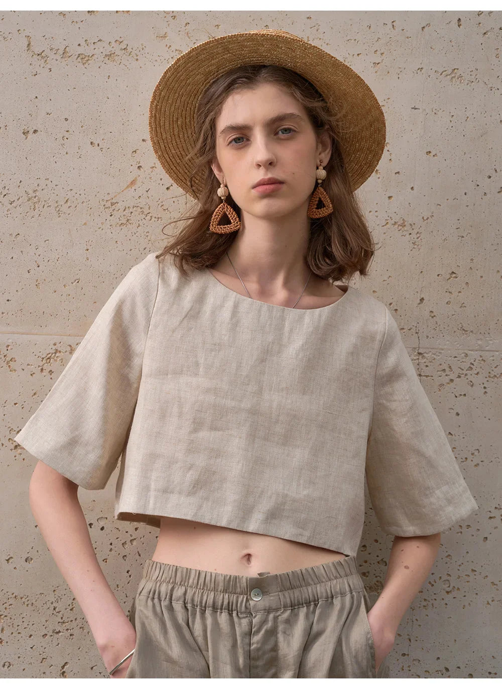 Anna-Berg | Boxy Cropped Linen Top
