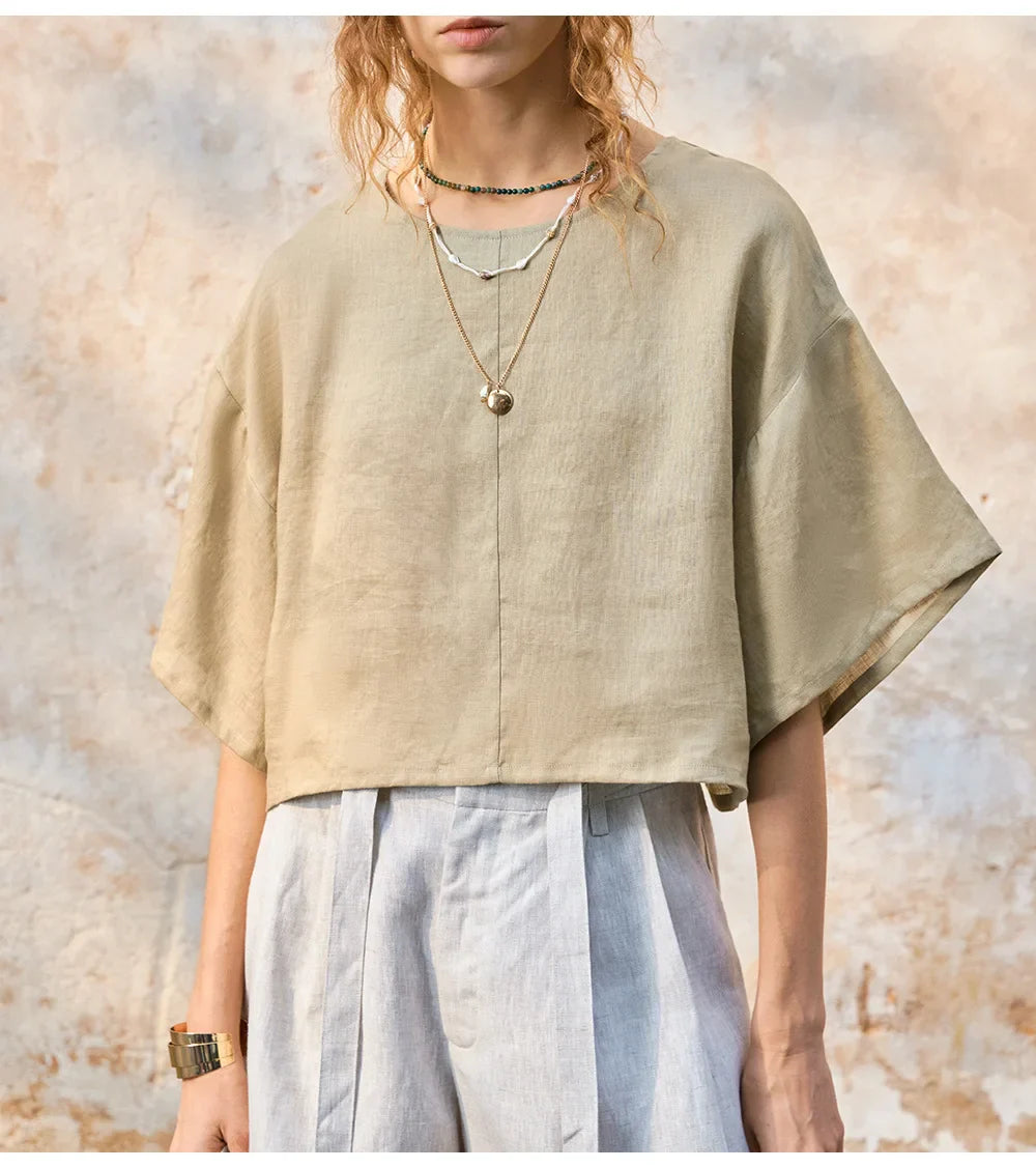 Anna-Berg | Flared-Sleeve Linen Pullover
