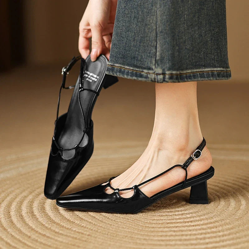 Anna-Berg | Genuine Leather Slingback Heels