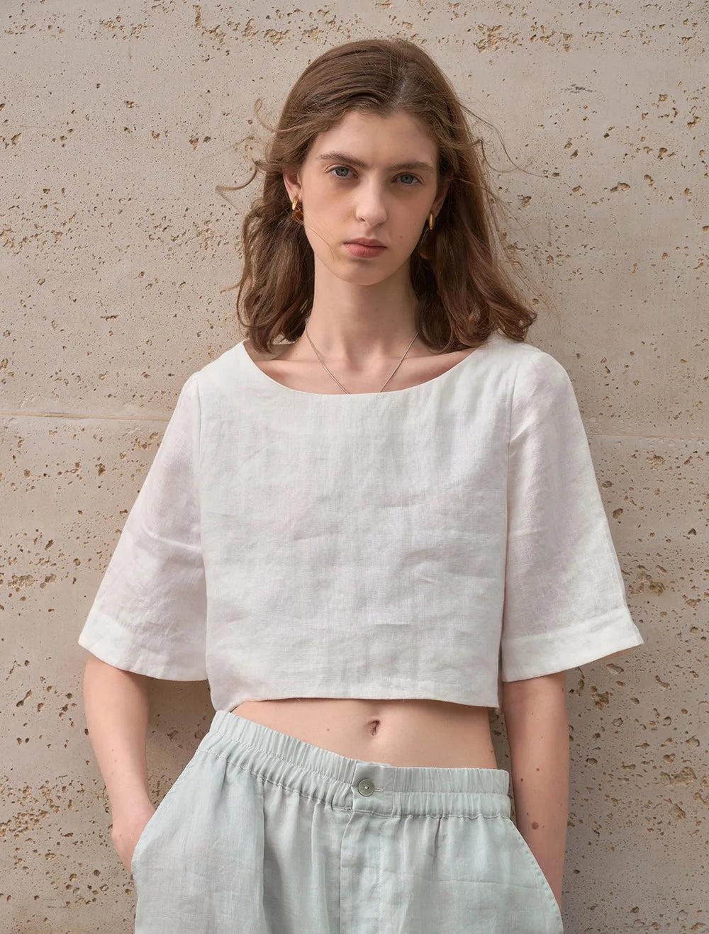 Anna-Berg | Boxy Cropped Linen Top