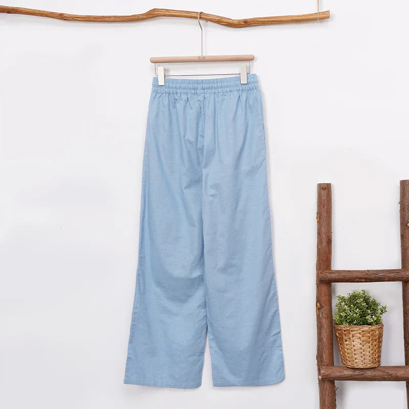 Anna-Berg | Natural Drawstring Waist Relaxed Fit Linen Pant