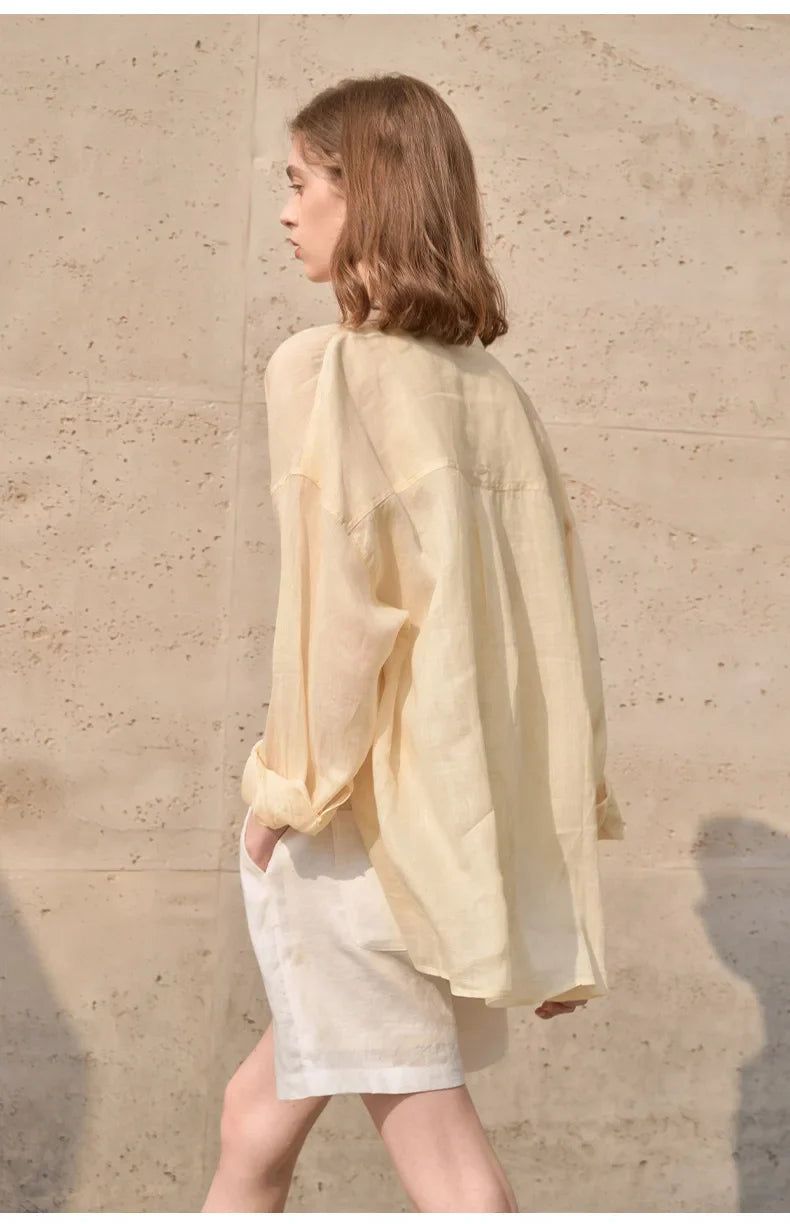 Anna-Berg | Natural Sheer Oversized Ramie Shirt