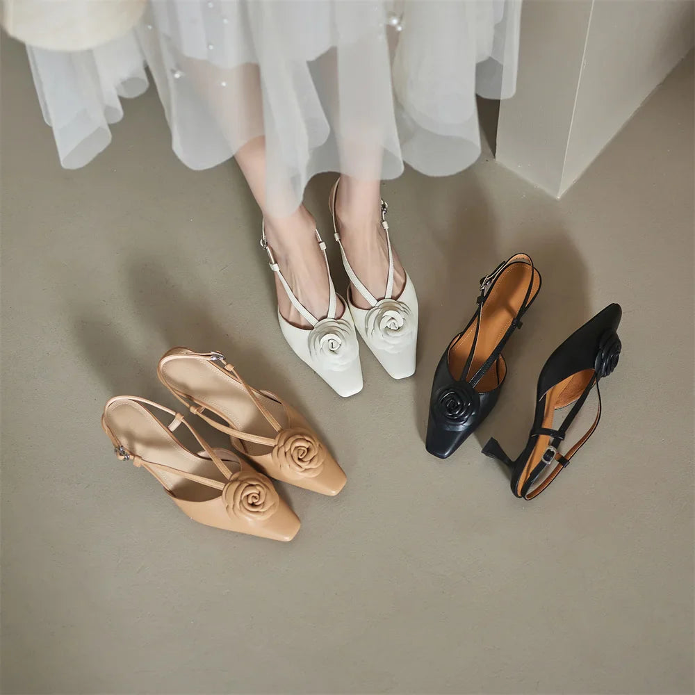 Anna-Berg | Genuine Leather Slingback Heels