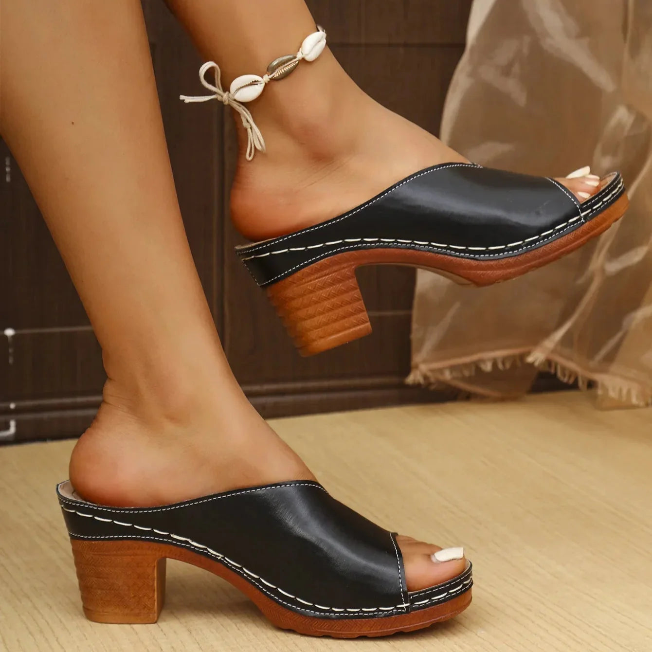 Anna-Berg | Leather Sandals with Ankle Strap