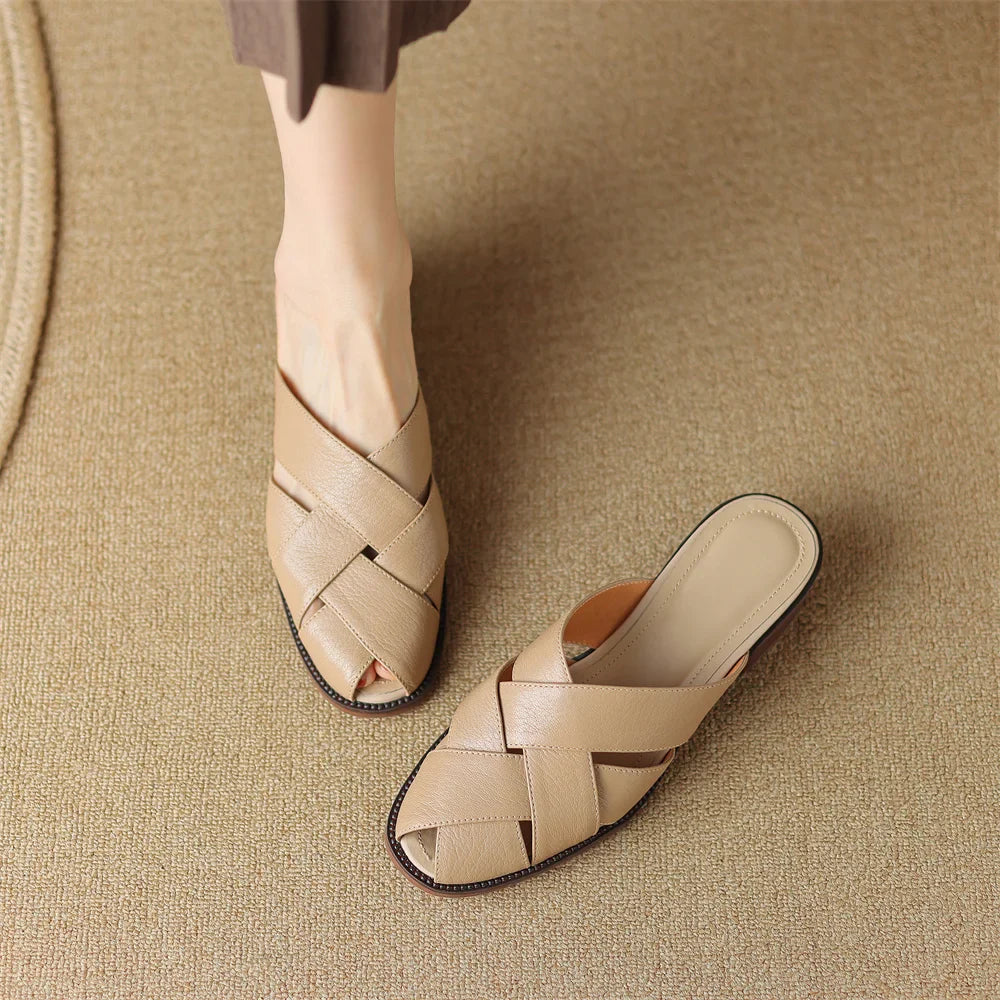 Anna-Berg | Woven Flat Leather Mule