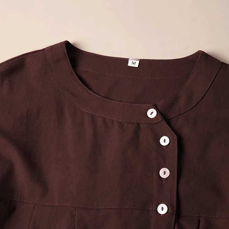 Anna-Berg | Ivory Gathered Lantern-Sleeve Cotton Blouse
