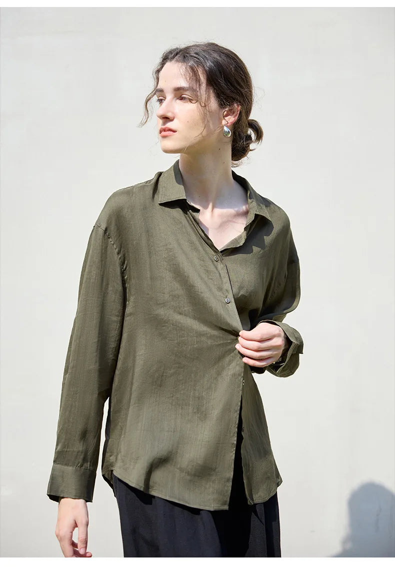 Anna-Berg | Relaxed Fit Button-Up Ramie Shirt