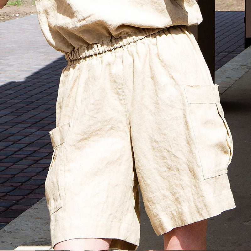 Anna-Berg | High-Waist Cargo Linen Shorts