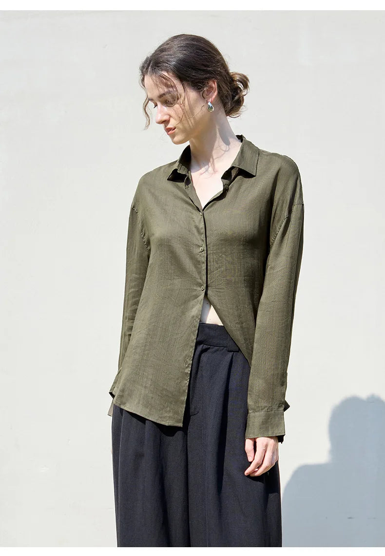 Anna-Berg | Relaxed Fit Button-Up Ramie Shirt
