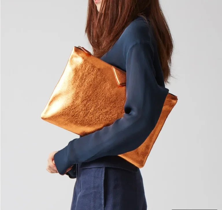 Anna-Berg | Clutch, Women's, Leather, Slim, Black, Elegant