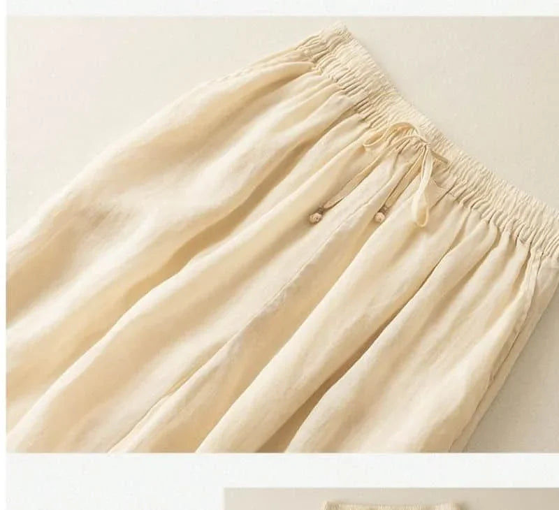 Anna-Berg | Natural High-Waist Wide-Leg Linen Pants