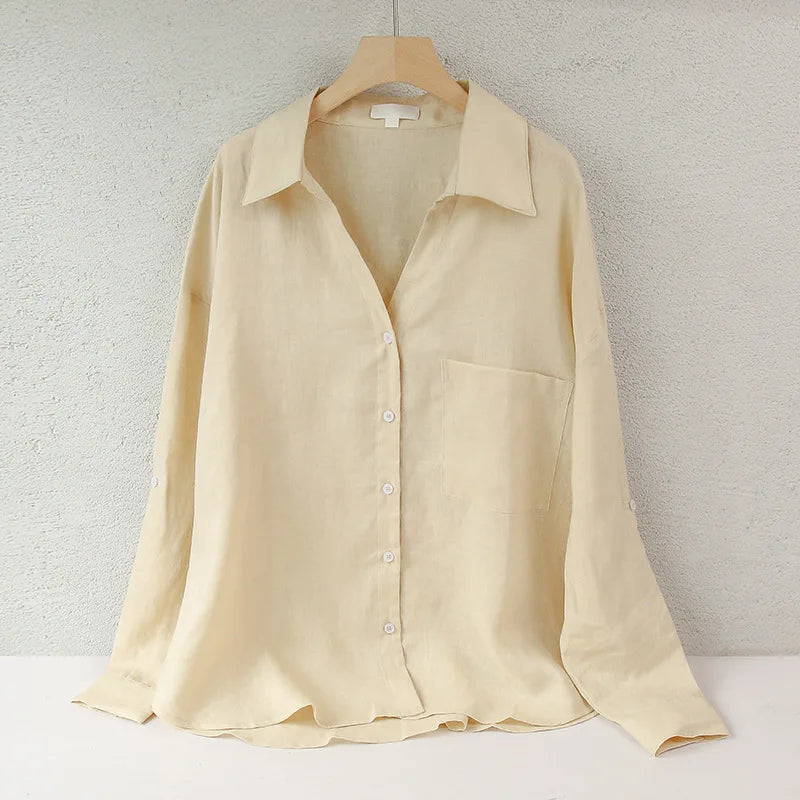 Anna-Berg | White Relaxed Fit Linen Shirt