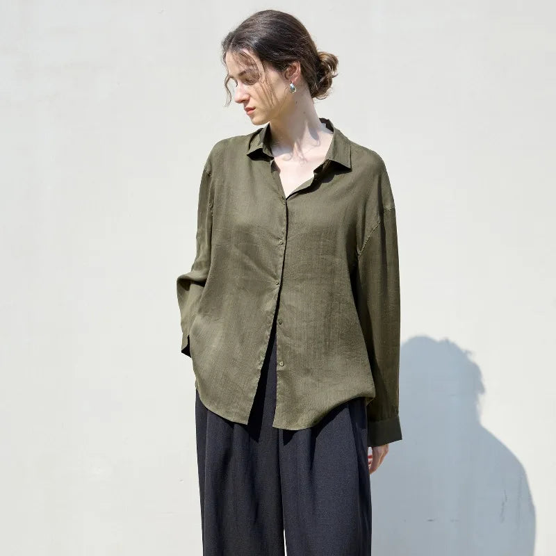 Anna-Berg | Relaxed Fit Button-Up Ramie Shirt