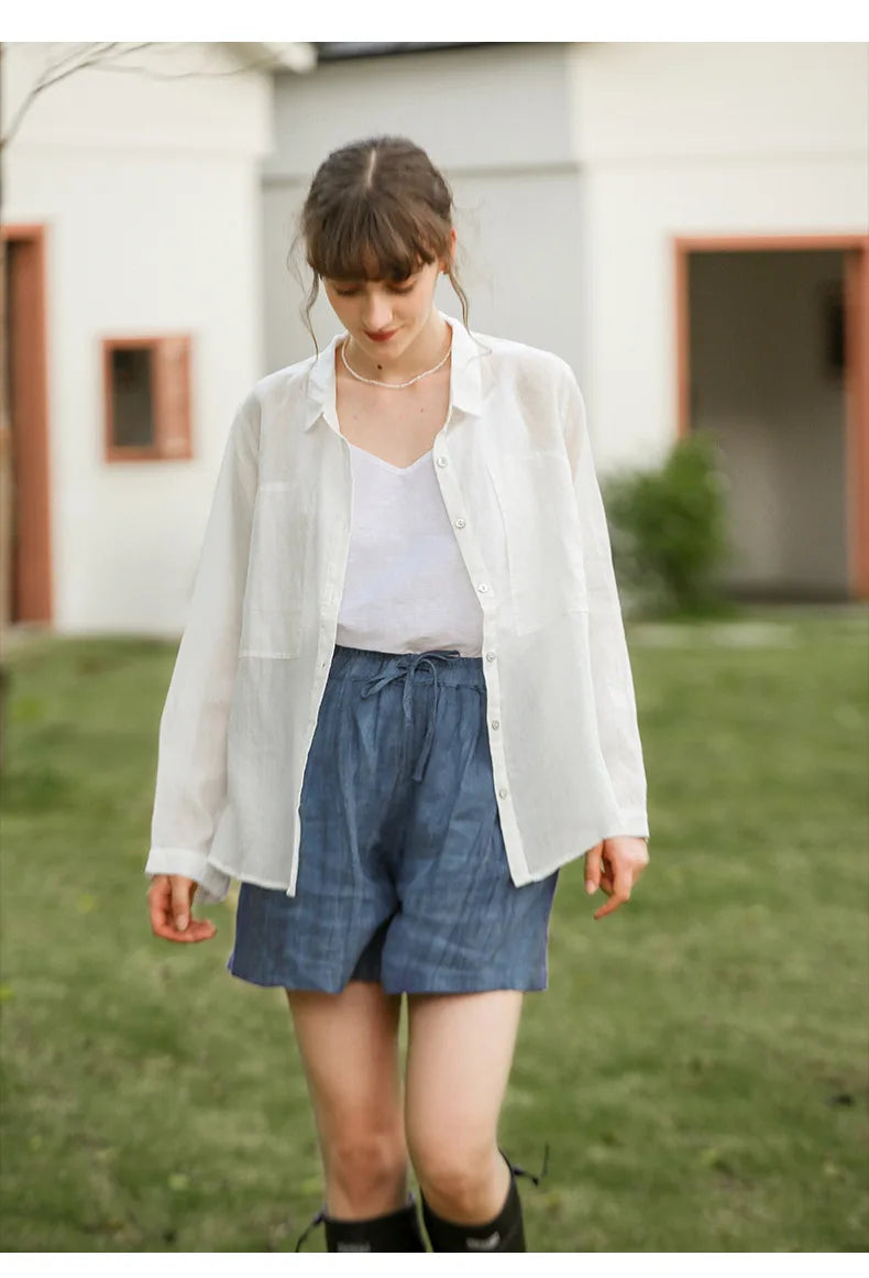 Anna-Berg | High-Waist Relaxed Fit Linen Shorts