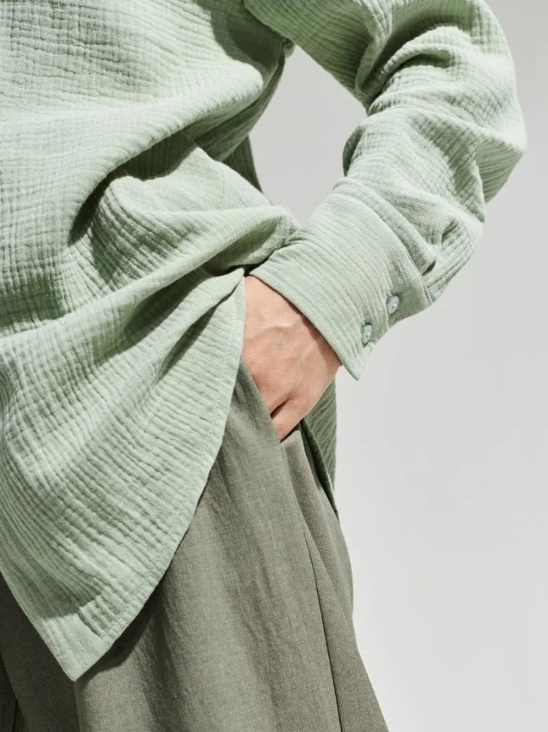 Anna-Berg | White Short-Sleeve Button-Up Cotton Shirt