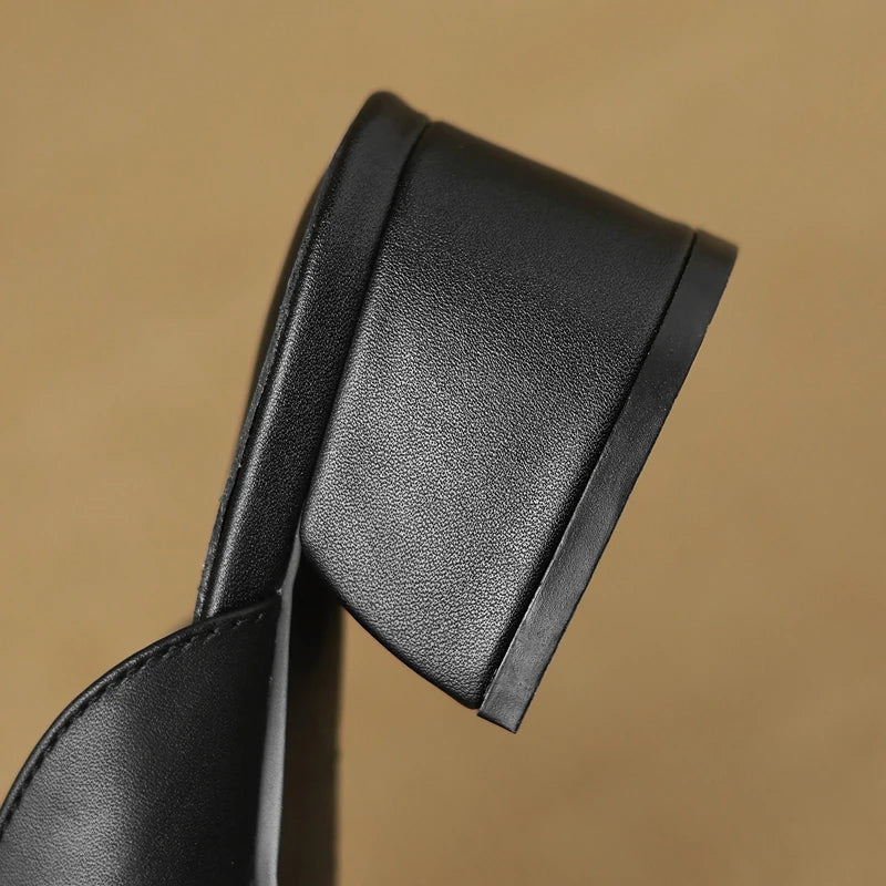 Anna-Berg | Black Adjustable Buckle Leather Slide