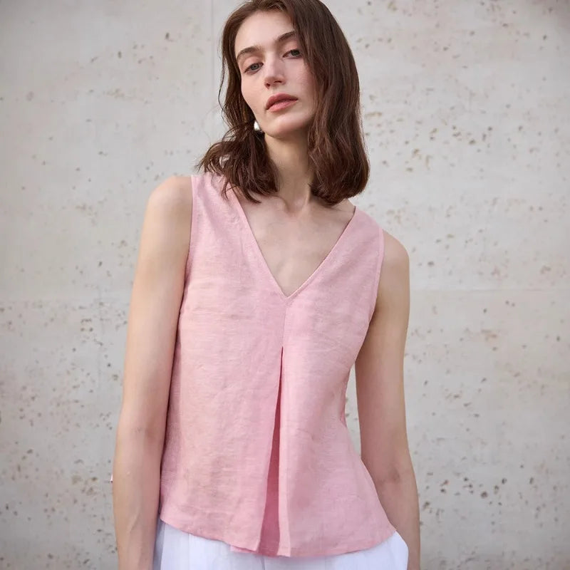 Anna-Berg | Light Blue Reversible Chambray Linen Vest