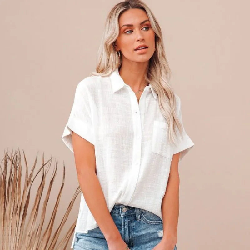 Anna-Berg | Ivory Button-Up Silk Blouse