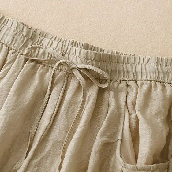Anna-Berg | Drawstring Waist Relaxed Fit Cotton-Blend Shorts