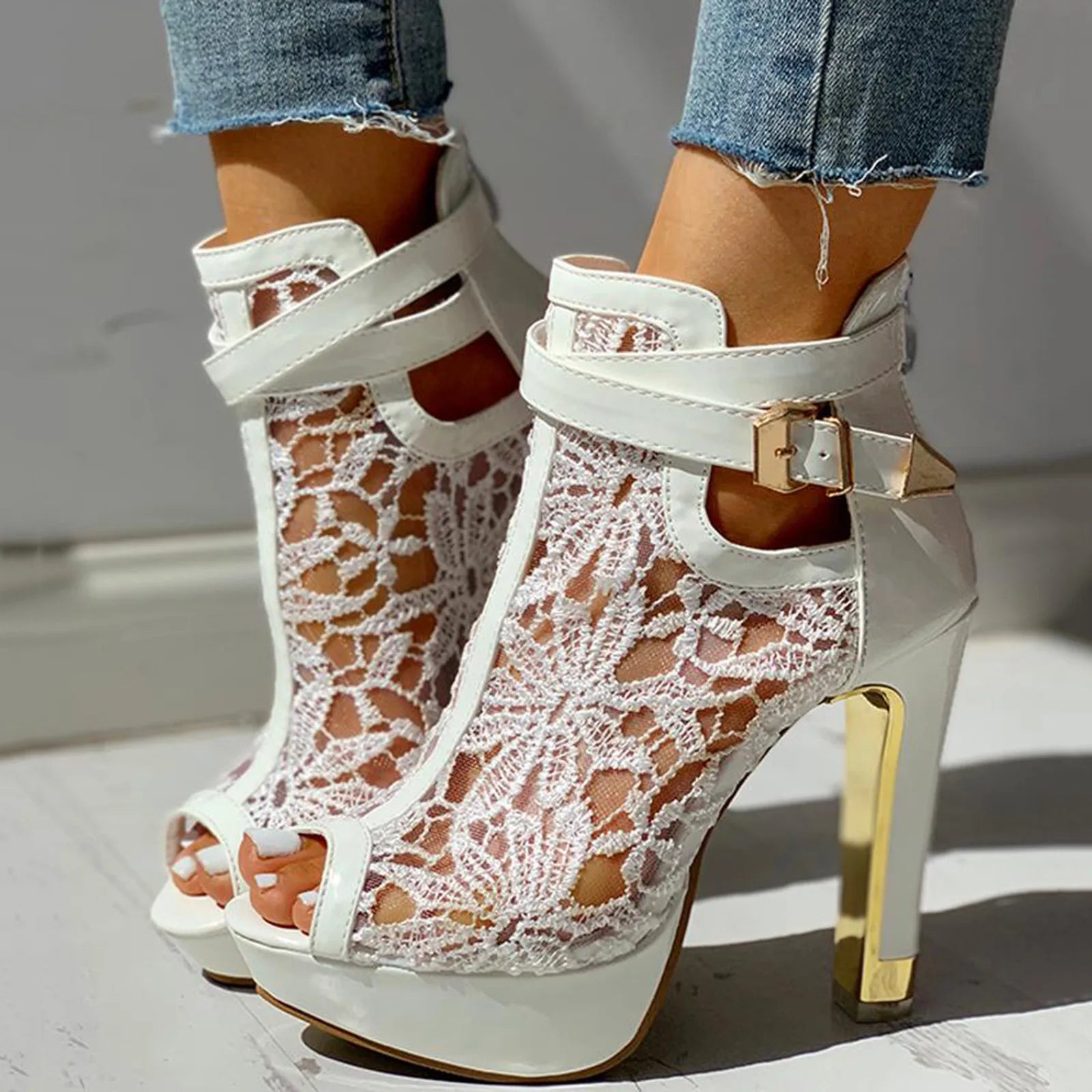 Anna-Berg | Lace Mesh Heels