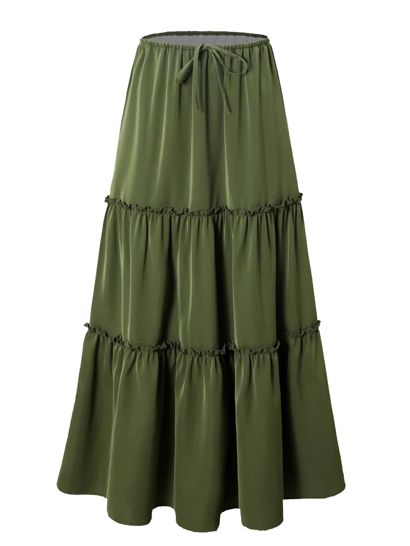 Anna-Berg | Sage Tiered Cotton Maxi Skirt
