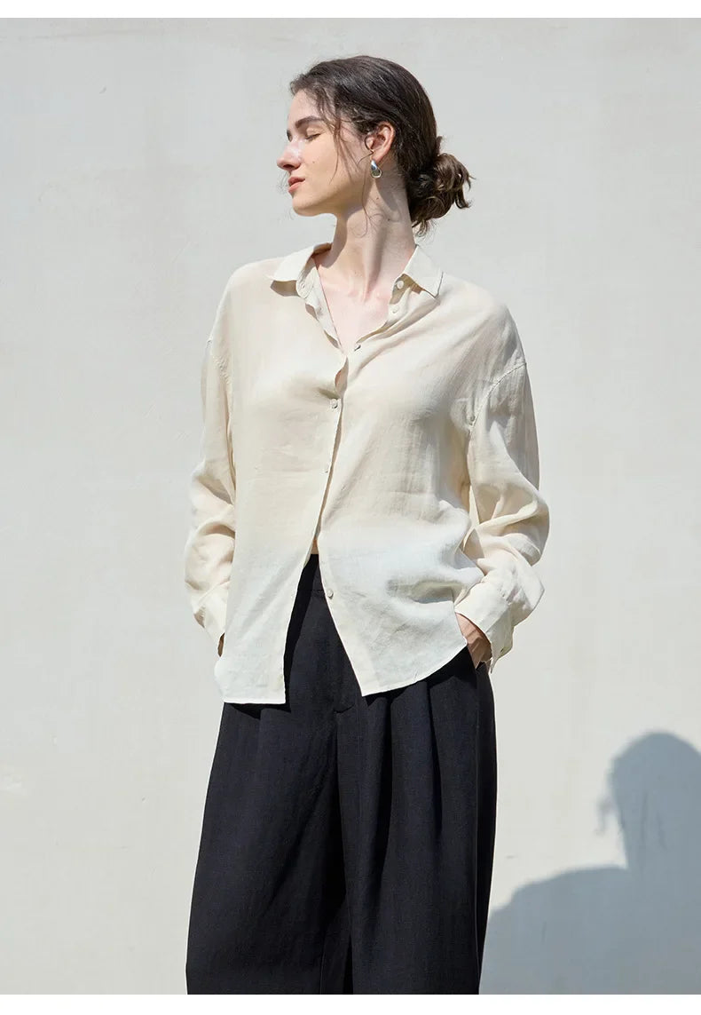Anna-Berg | Relaxed Fit Button-Up Ramie Shirt