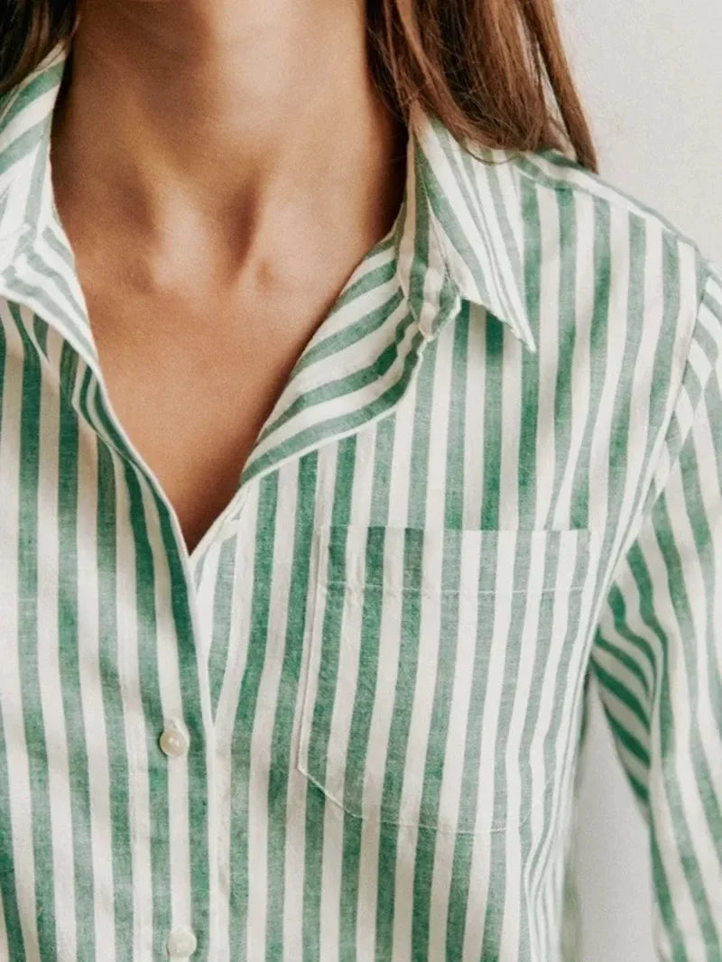Anna-Berg | Relaxed Fit Striped Linen Shirt