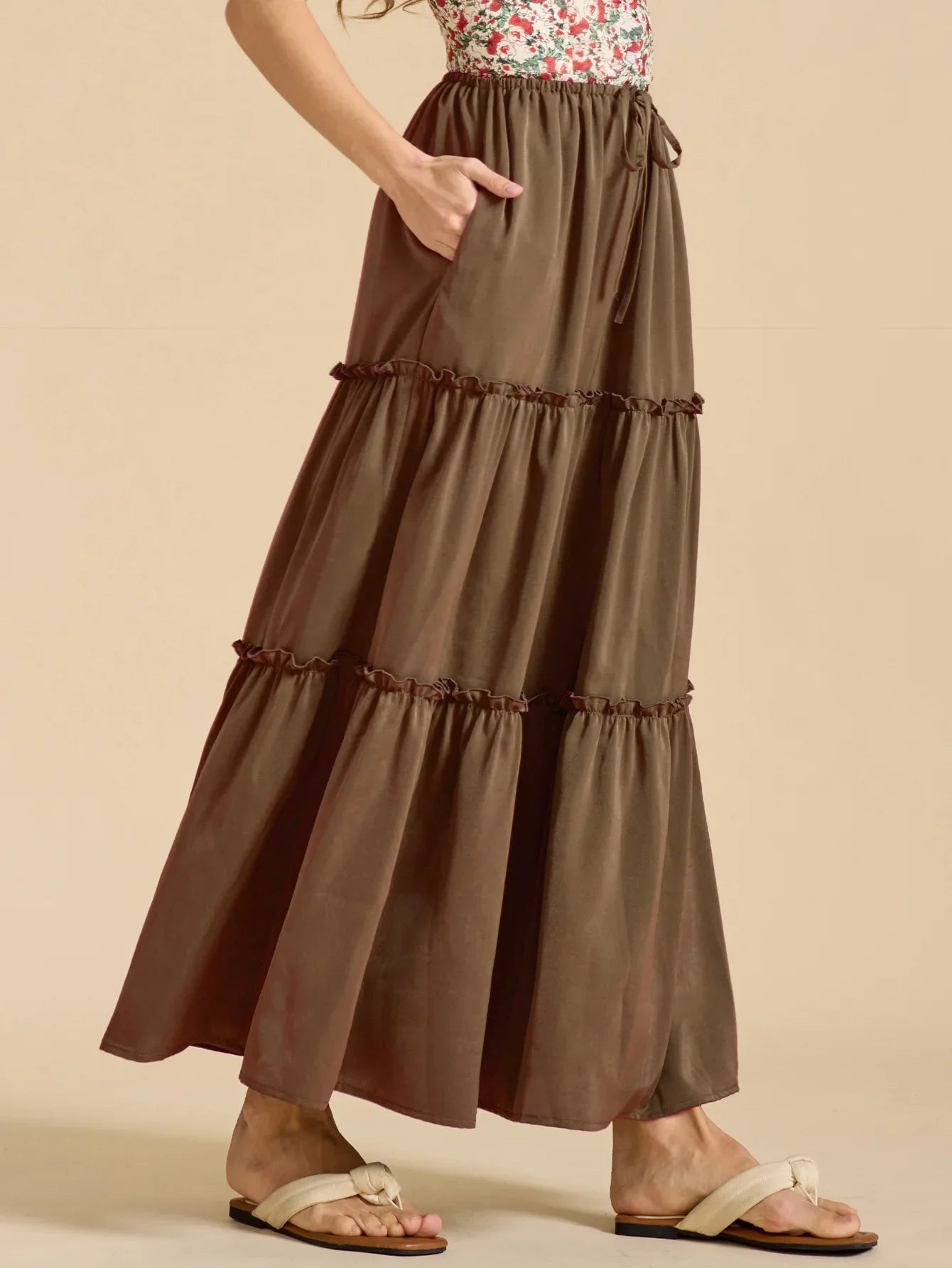 Anna-Berg | Sage Tiered Cotton Maxi Skirt