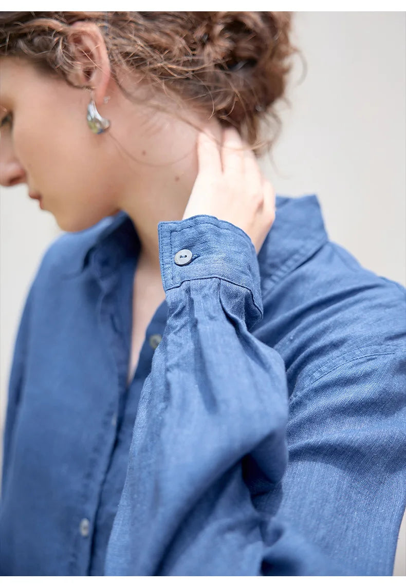 Anna-Berg | Beige Relaxed Fit Linen Shirt