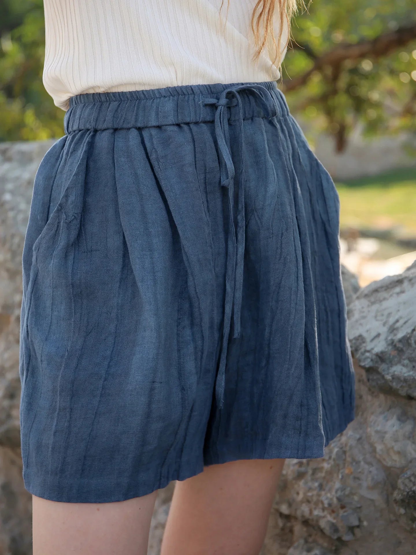 Anna-Berg | High-Waist Relaxed Fit Linen Shorts