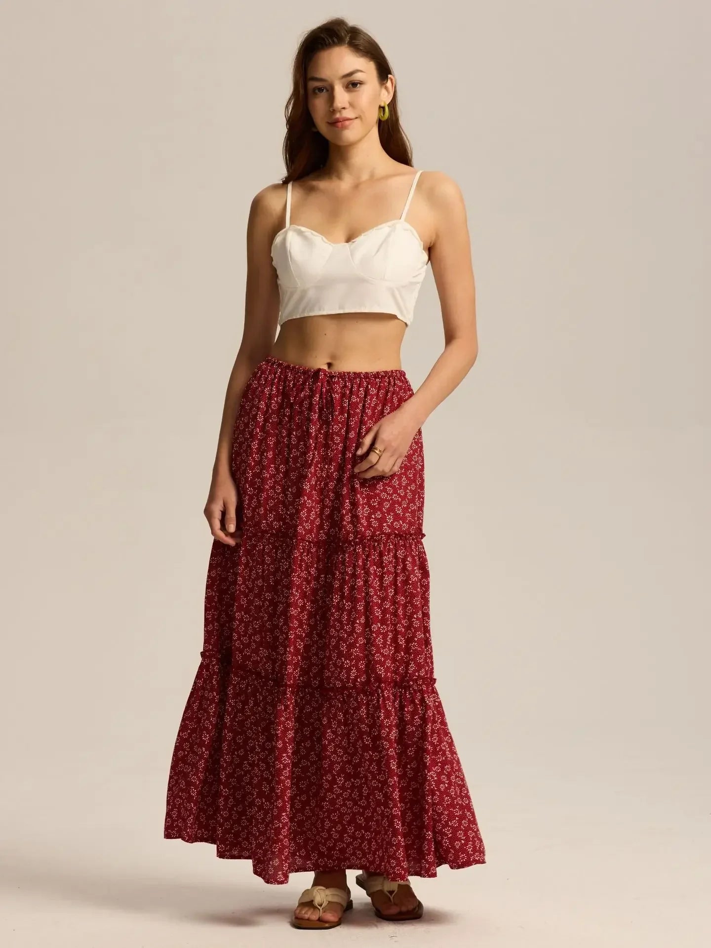 Anna-Berg | Sage Tiered Cotton Maxi Skirt