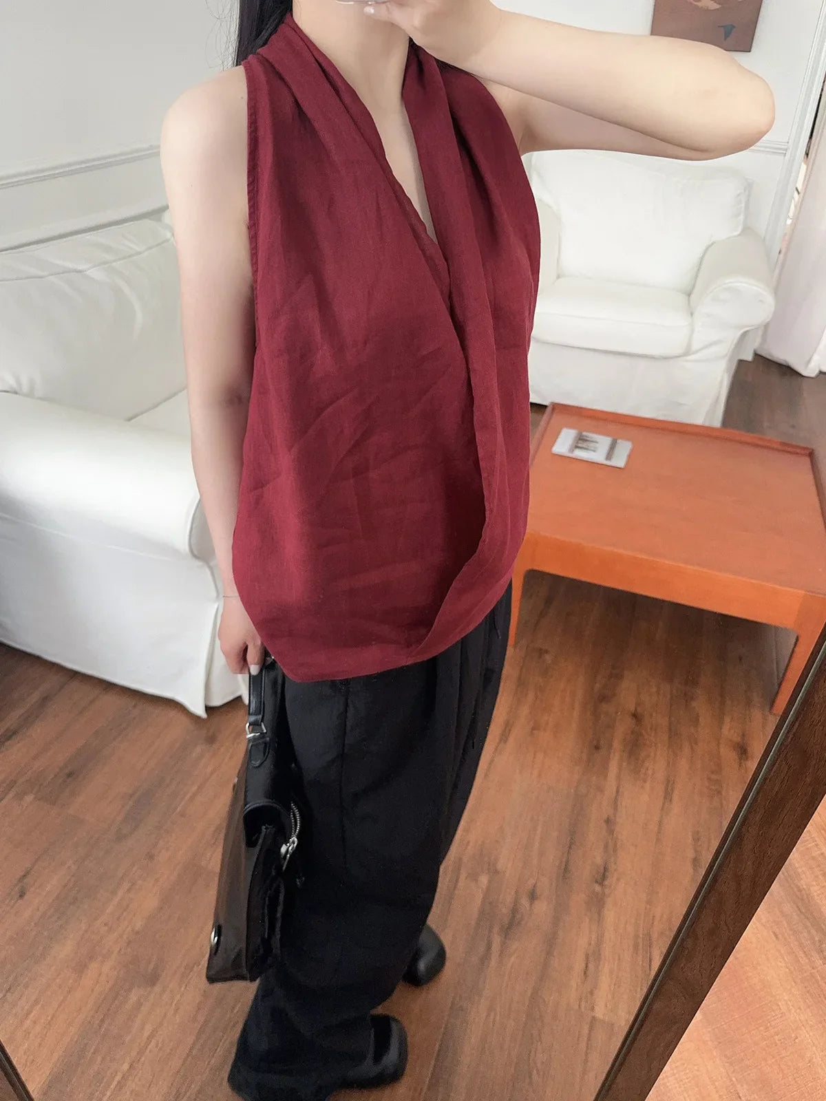 Anna-Berg | Natural Draped Linen Vest