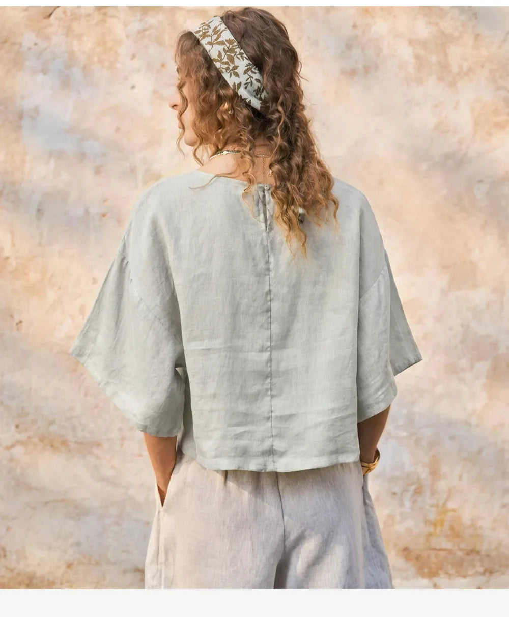 Anna-Berg | Flared-Sleeve Linen Pullover