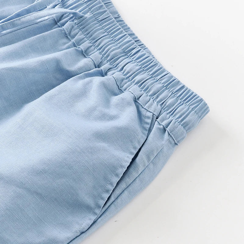 Anna-Berg | Natural Drawstring Waist Relaxed Fit Linen Pant