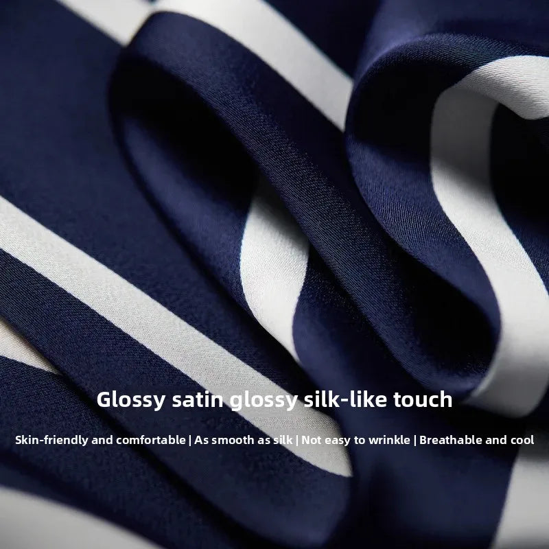 Anna-Berg | Ivory Striped Satin Blouse