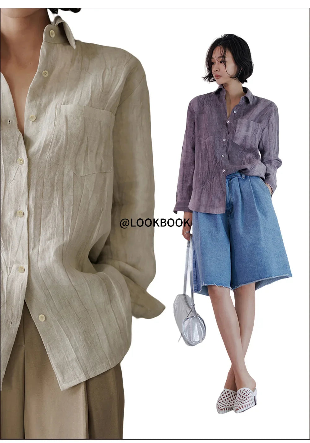 Anna-Berg | Pleated Button-Up Linen Shirt