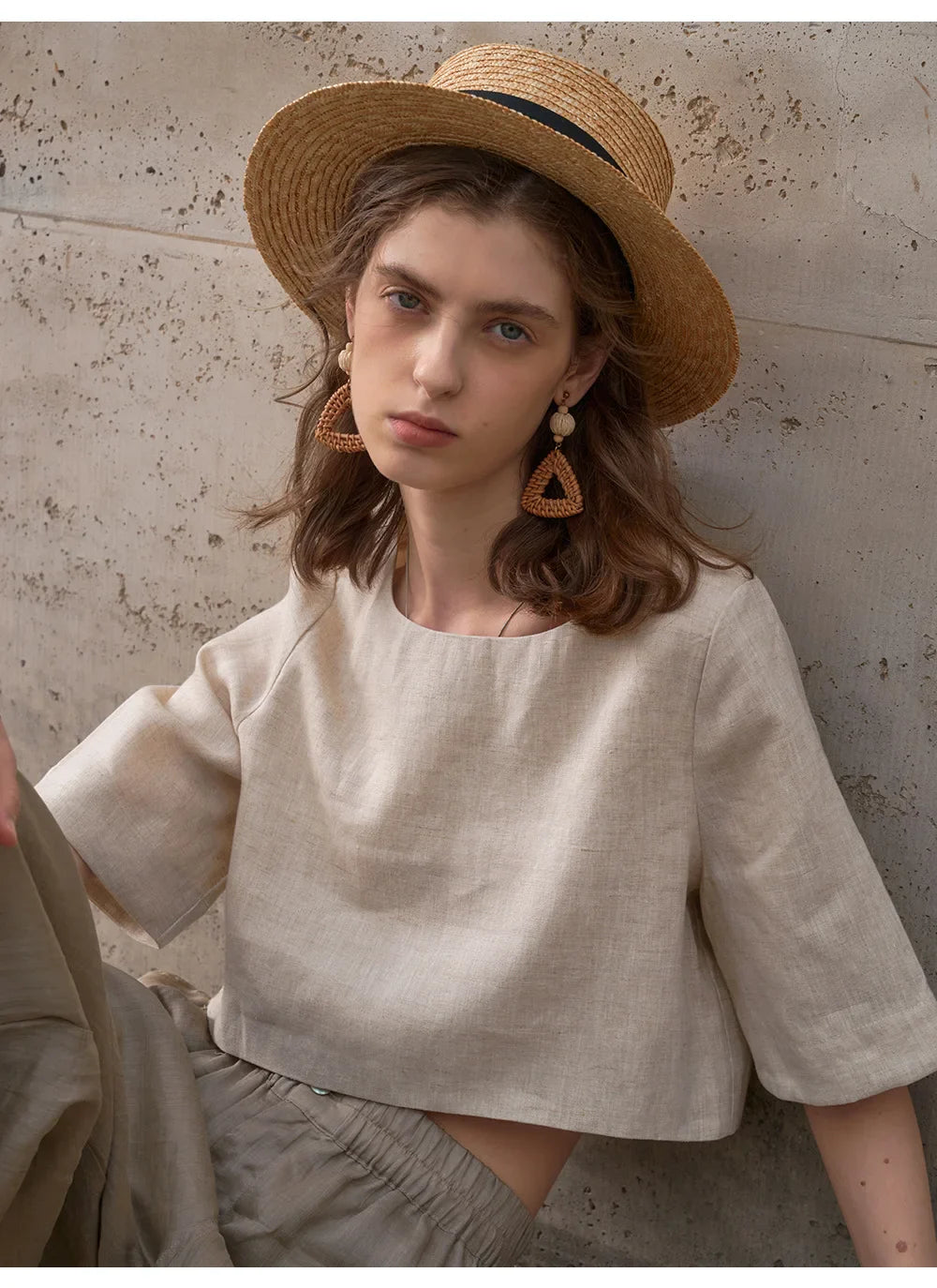 Anna-Berg | Boxy Cropped Linen Top